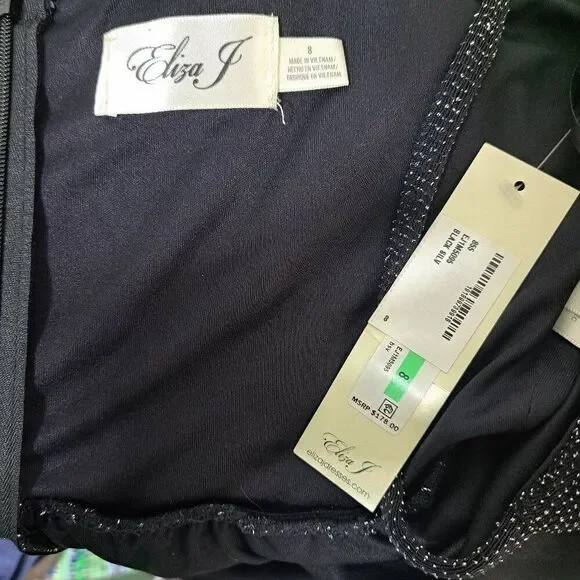 Eliza J Women's Black Metallic Spaghetti Strap Event Party Jumpsuit Sz 8 - Picture 9 of 9